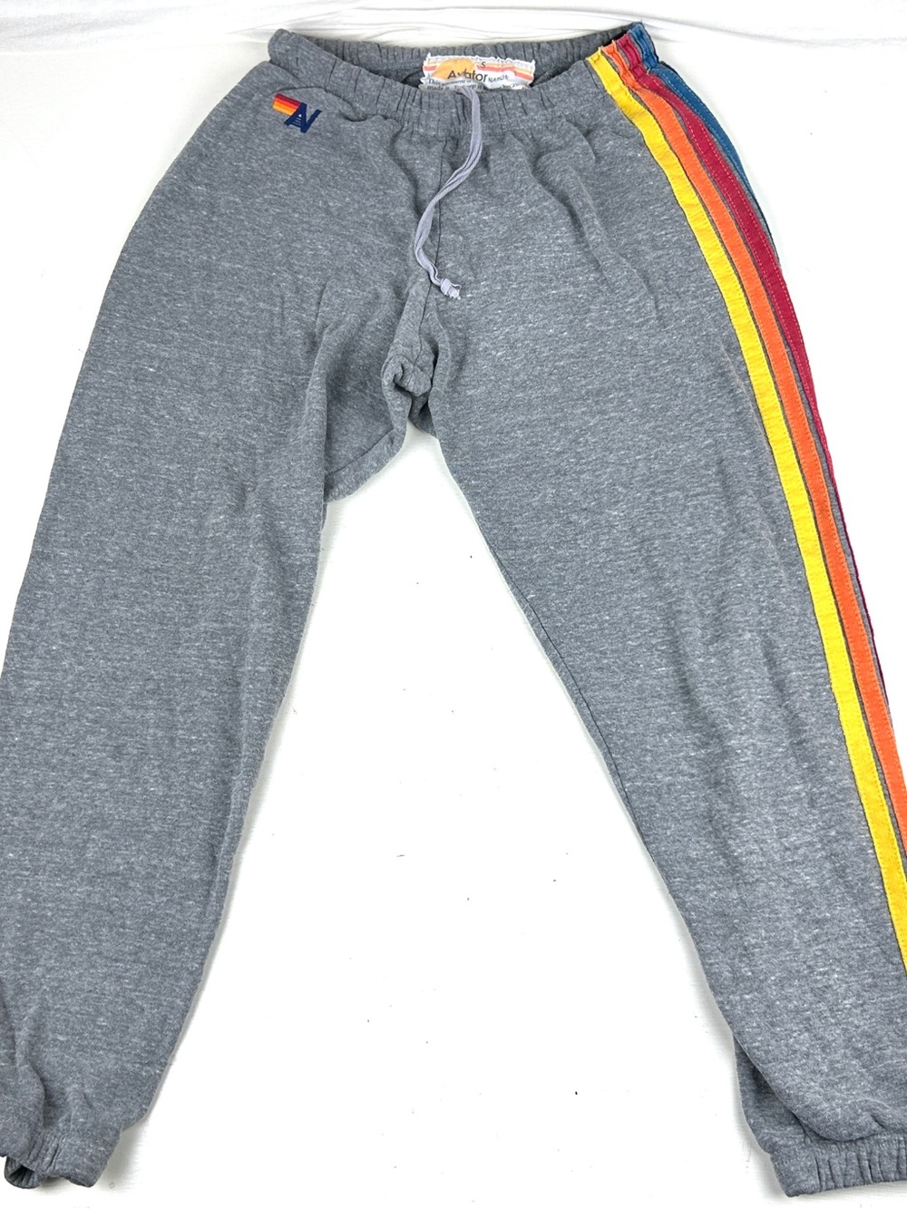 aviator nation Jogger sweatpants Women’s Small Rainbow Stripes Gray